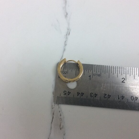 14K YELLOW REAL GOLD Hoop Huggies CLIP ON Filigree Earrings 4.10gr - Picture 7 of 7